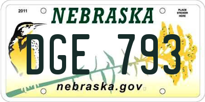 NE license plate DGE793