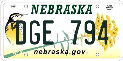 NE license plate DGE794