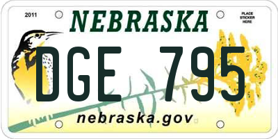 NE license plate DGE795