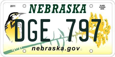 NE license plate DGE797