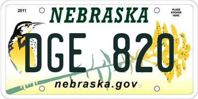 NE license plate DGE820