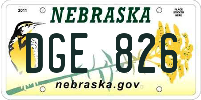 NE license plate DGE826