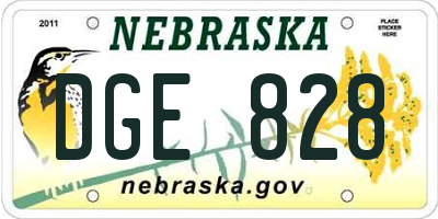 NE license plate DGE828