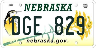 NE license plate DGE829