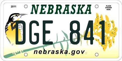 NE license plate DGE841