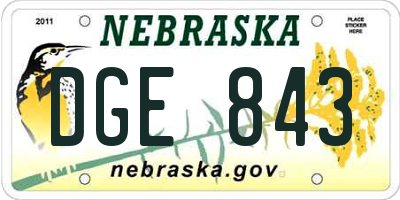 NE license plate DGE843