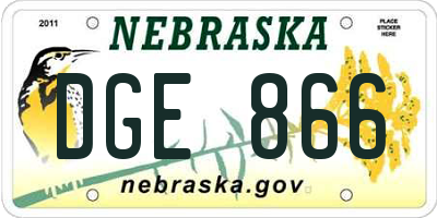NE license plate DGE866