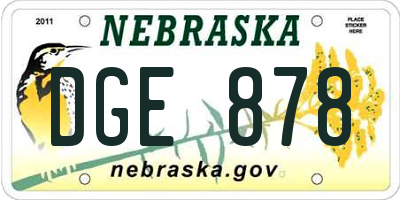 NE license plate DGE878