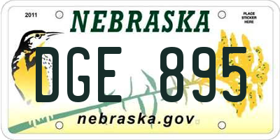 NE license plate DGE895