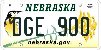 NE license plate DGE900