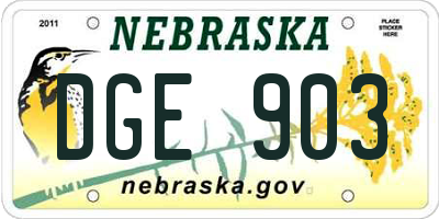 NE license plate DGE903