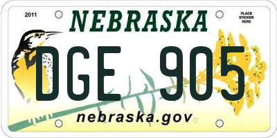 NE license plate DGE905