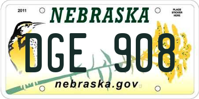 NE license plate DGE908