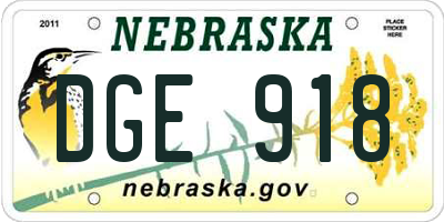 NE license plate DGE918