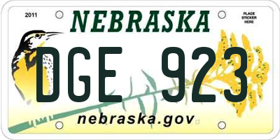 NE license plate DGE923