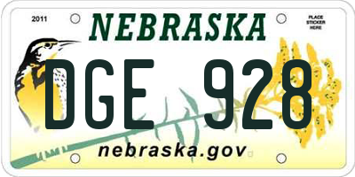 NE license plate DGE928