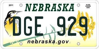 NE license plate DGE929