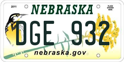 NE license plate DGE932
