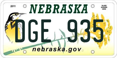 NE license plate DGE935