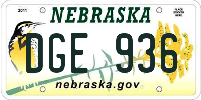 NE license plate DGE936