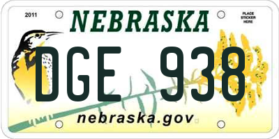 NE license plate DGE938