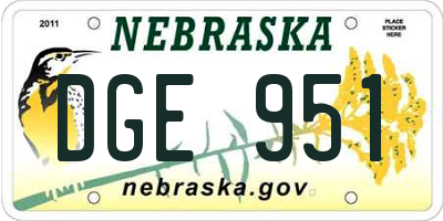 NE license plate DGE951