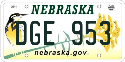 NE license plate DGE953