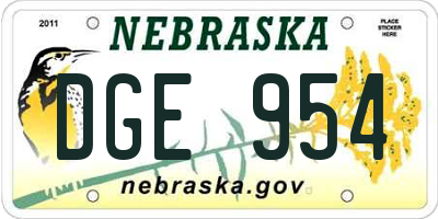 NE license plate DGE954