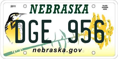 NE license plate DGE956