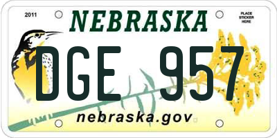 NE license plate DGE957