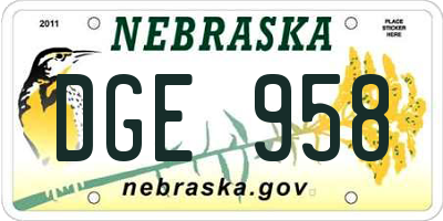 NE license plate DGE958