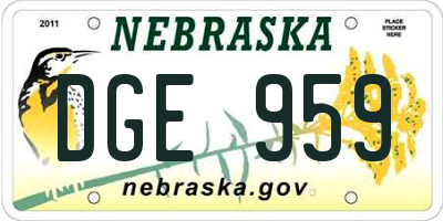 NE license plate DGE959