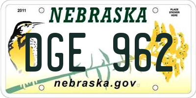 NE license plate DGE962