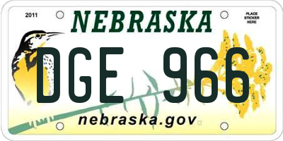 NE license plate DGE966