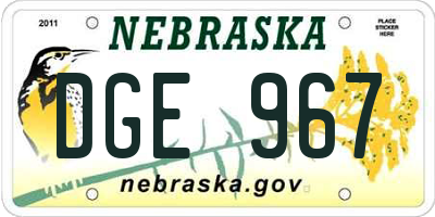 NE license plate DGE967
