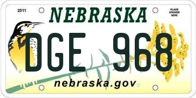 NE license plate DGE968