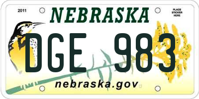 NE license plate DGE983