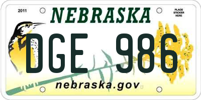 NE license plate DGE986