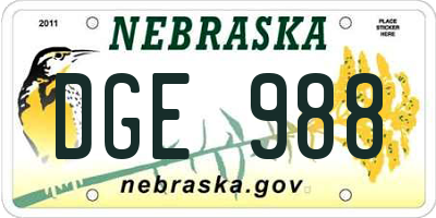 NE license plate DGE988