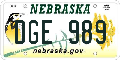 NE license plate DGE989