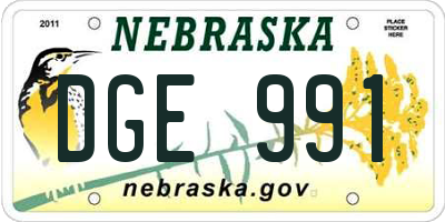 NE license plate DGE991