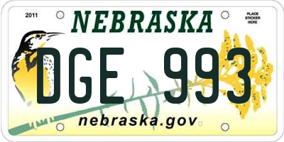 NE license plate DGE993