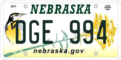 NE license plate DGE994