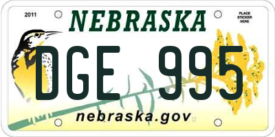 NE license plate DGE995