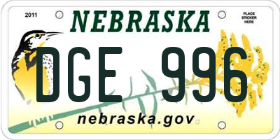 NE license plate DGE996