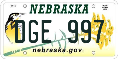 NE license plate DGE997