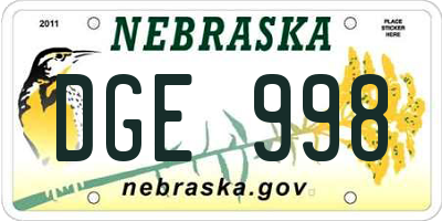 NE license plate DGE998