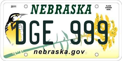 NE license plate DGE999