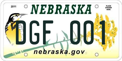 NE license plate DGF001