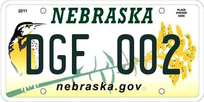 NE license plate DGF002